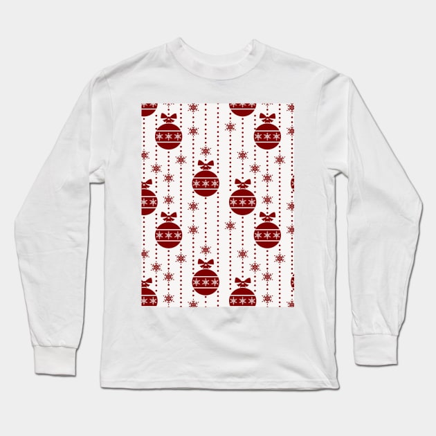 Large Dark Christmas Christmas Candy Apple Red Ball Ornaments Long Sleeve T-Shirt by podartist